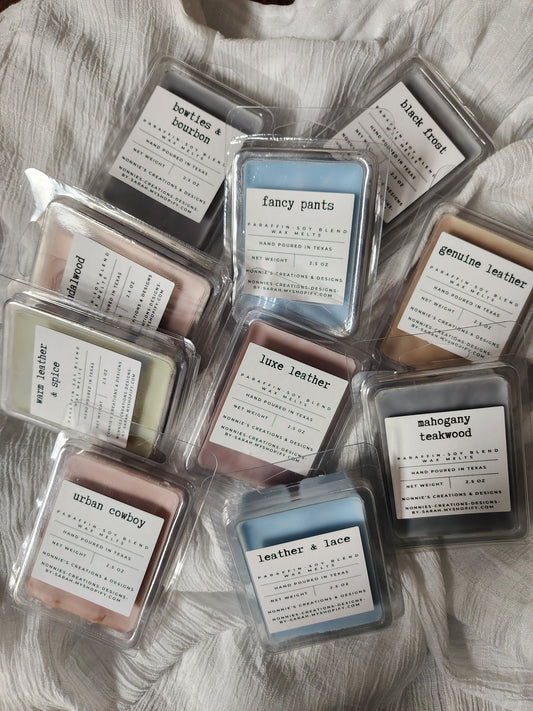 Masculine, Leather, Woodsy, Earthy, & Herbal Scent Wax Melt Clam Shell